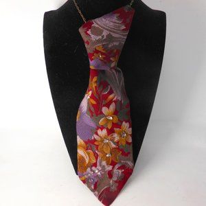 Woman's Beaded pendent tie, hand beaded necklace, handcrafted  neckwear, unique